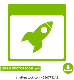 Rocket Calendar Page icon. Vector EPS illustration style is flat iconic symbol, eco green color.