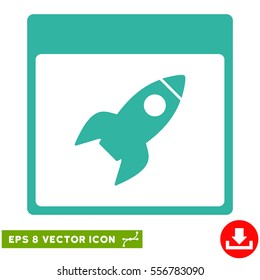 Rocket Calendar Page icon. Vector EPS illustration style is flat iconic symbol, cyan color.
