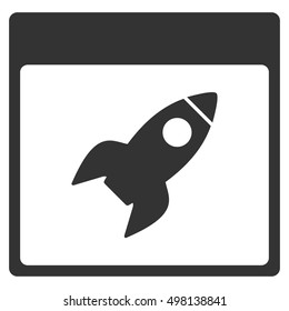 Rocket Calendar Page vector pictograph. Style is flat graphic symbol, gray color, white background.