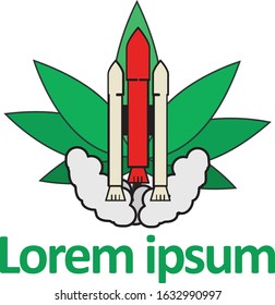 Rocket Cannabis Marijuana Logo Vector Design