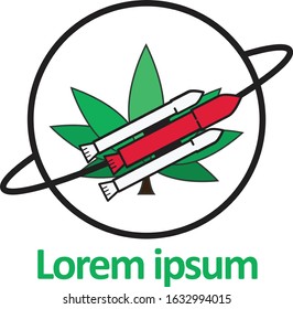Rocket Cannabis Marijuana Logo Vector Design