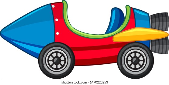 Стоковое векторное изображение: Rocket car in red and blue color illustration