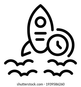 Icono de carrera de cohetes. Icono de vector de carrera de cohete de contorno para diseño web aislado en fondo blanco