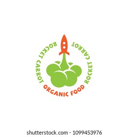 Rocket carrot logo design template. Vector illustration.