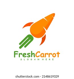 Vector de diseño de logotipo de Rocket Carrot, diseño de logotipo de Creative Carrot Ilustración de plantilla