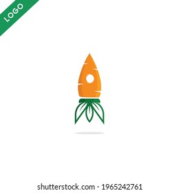 Rocket Carrot Logo Set, With Orange and Green Colors, Unique and Funny Logos. Suitable for company logos, brands, t-shirts, etc.