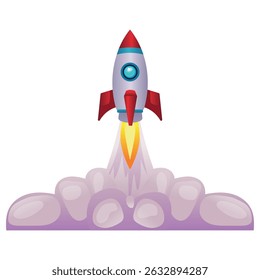 rocket carrying smoke vector illustration.