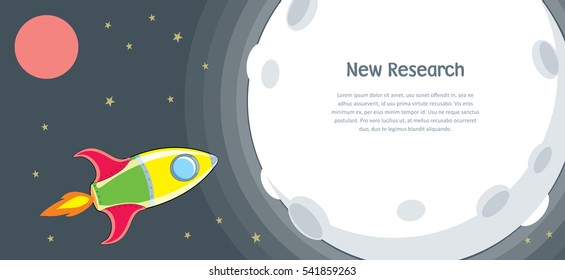 Rocket cartoon banner. Rocket in mission of research and explore new planet concept. Business start up. Vector illustration