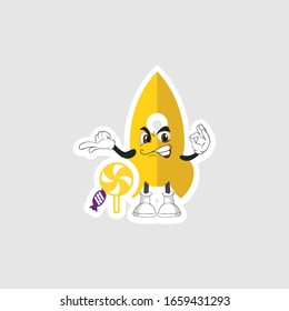 rocket cartoon character design with expression and candy. you can use for stickers, pins or patches