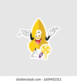 rocket cartoon character design with expression and candy. you can use for stickers, pins or patches