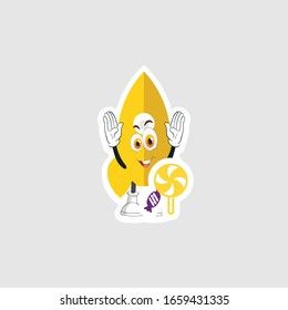 rocket cartoon character design with expression and candy. you can use for stickers, pins or patches