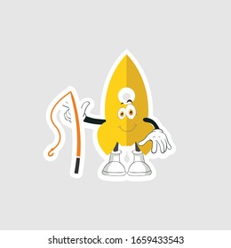 rocket cartoon character design with expression with fishing rod. you can use for stickers, pins or patches