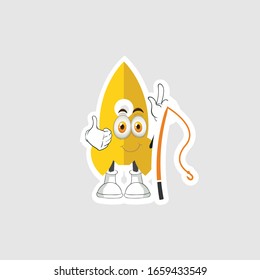 rocket cartoon character design with expression with fishing rod. you can use for stickers, pins or patches