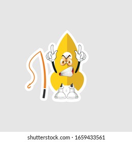 rocket cartoon character design with expression with fishing rod. you can use for stickers, pins or patches