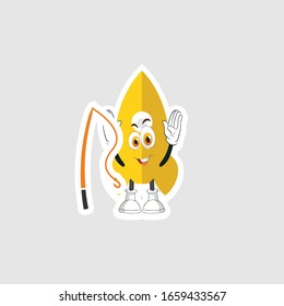 rocket cartoon character design with expression with fishing rod. you can use for stickers, pins or patches