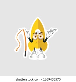 rocket cartoon character design with expression with fishing rod. you can use for stickers, pins or patches