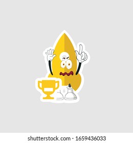 rocket cartoon character design with expression and trophy. you can use for stickers, pins or patches