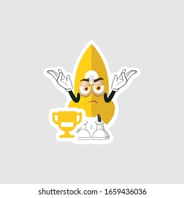 rocket cartoon character design with expression and trophy. you can use for stickers, pins or patches