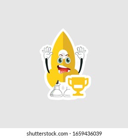 rocket cartoon character design with expression and trophy. you can use for stickers, pins or patches