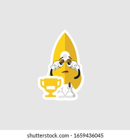 diseño de caricaturas de cohete con expresión y trofeo. puede usarse para pegatinas, pasadores o parches