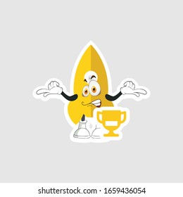 rocket cartoon character design with expression and trophy. you can use for stickers, pins or patches