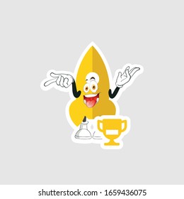 rocket cartoon character design with expression and trophy. you can use for stickers, pins or patches