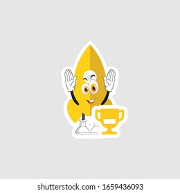 rocket cartoon character design with expression and trophy. you can use for stickers, pins or patches