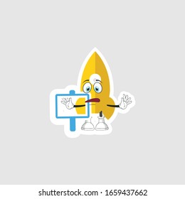 rocket cartoon character design with expression and blue board. you can use for stickers, pins or patches