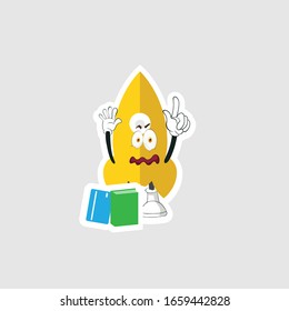 rocket cartoon character design with expression and book. you can use for stickers, pins or patches