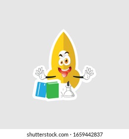 rocket cartoon character design with expression and book. you can use for stickers, pins or patches