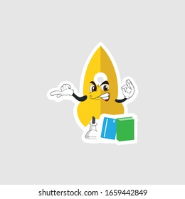 rocket cartoon character design with expression and book. you can use for stickers, pins or patches
