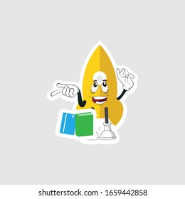 diseño de caricaturas de cohete con expresión y libro. puede usarse para pegatinas, pasadores o parches