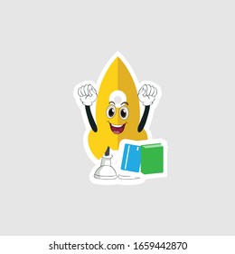 rocket cartoon character design with expression and book. you can use for stickers, pins or patches