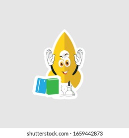 rocket cartoon character design with expression and book. you can use for stickers, pins or patches