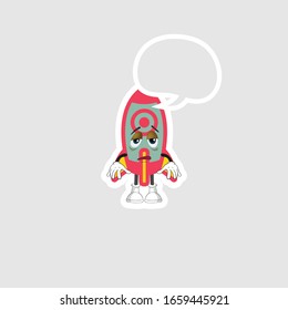 rocket cartoon character design with expression and chat bubble. you can use for stickers, pins or patches