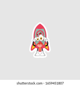 rocket cartoon character design with expression. you can use for stickers, pins or patches