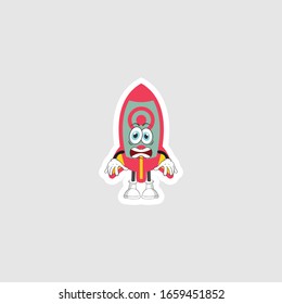 rocket cartoon character design with expression. you can use for stickers, pins or patches