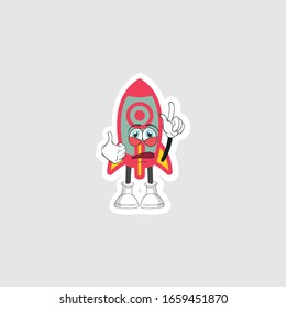 rocket cartoon character design with expression. you can use for stickers, pins or patches