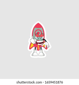 rocket cartoon character design with expression. you can use for stickers, pins or patches