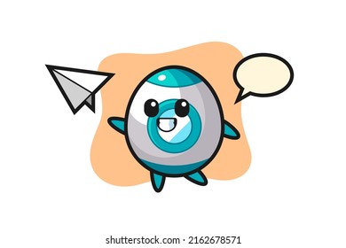caricatura de cohete tirando avión de papel , diseño de estilo lindo para camiseta, pegatina, elemento logo