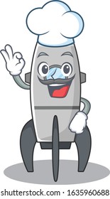 Rocket cartoon character working as a chef and wearing white hat