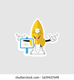 rocket cartoon characters design with expression and blue board. you can use for stickers, pins or patches