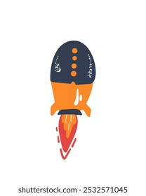 rocket in cartoon children's style
