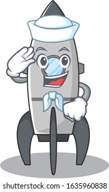 Rocket cartoon in concept Sailor wearing hat