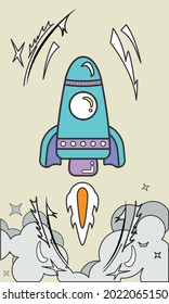 rocket cartoon cute Flat design concept. vector, illustration