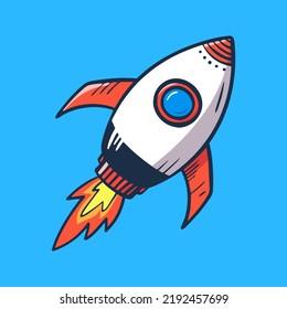 Icono de caricatura de cohetes, ilustración vectorial.