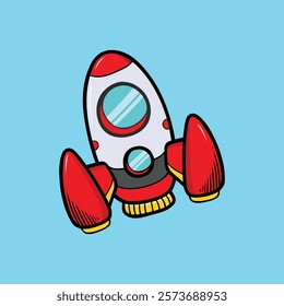 Rocket cartoon vector icon illustration. science technology icon concept isolated premium vector.