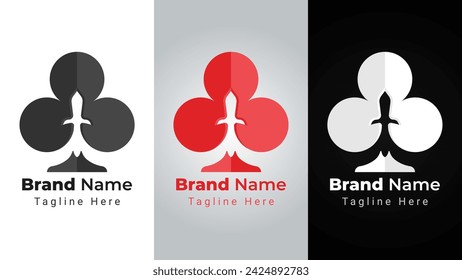 Rocket Casino Logo, combination of clover logo and negative space rocket