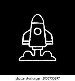 Rocket chalk icon. Vector isolated black illustration.