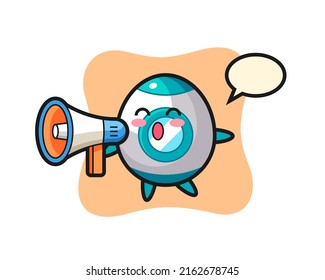 rocket character illustration holding a megaphone , cute style design for t shirt, sticker, logo element